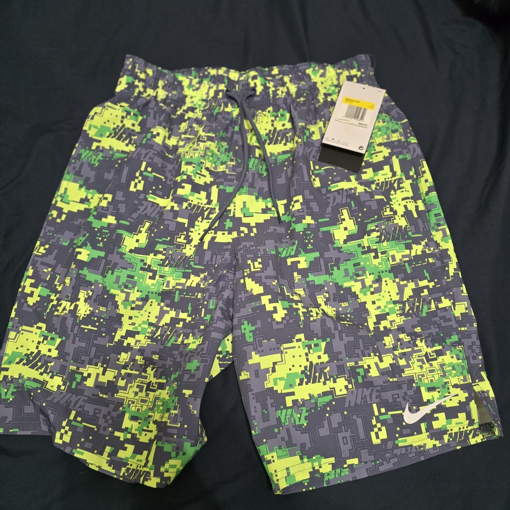 Nike Digital Camo Shorts in Gray and Neon Yellow